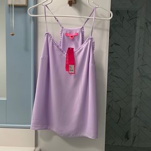NWT Lilly Pulitzer Ruffled Dusk Top Small Light Lavender Verbena